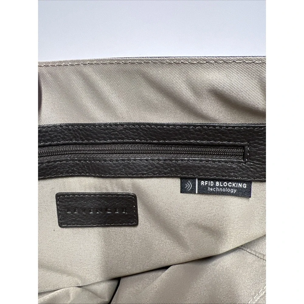 Levenger Staff Bag Messenger Crossbody Carry On Blue Jean Black Leather Accent